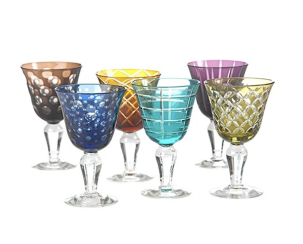 Glazen - Wijnglazen Pols Potten - cuttings multicolour set 6