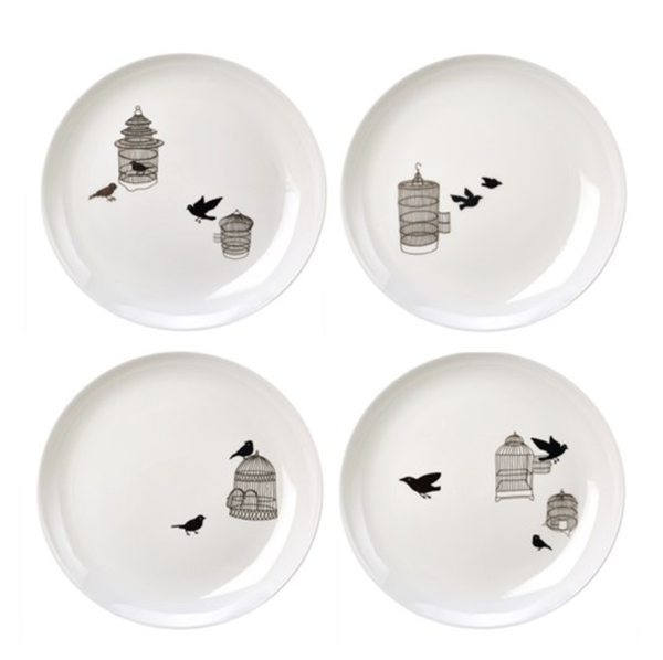 Borden - Pols potten - side plate freedom birds set 4