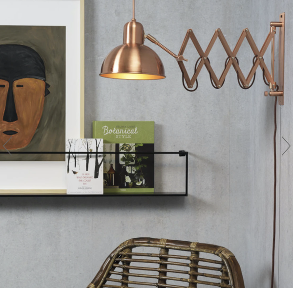 Wall lamp iron/scissors Aberdeen, Copper