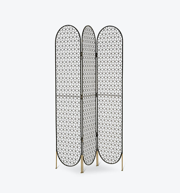 Folding Screen - ( Showroom ) Room Divider - Ovals Nude - Gold legs