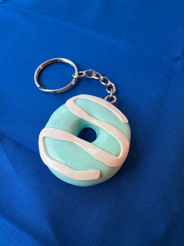 Blue Donut Keychain