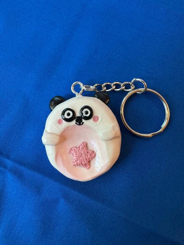 Star Bellied Panda Worry Stone Keychain