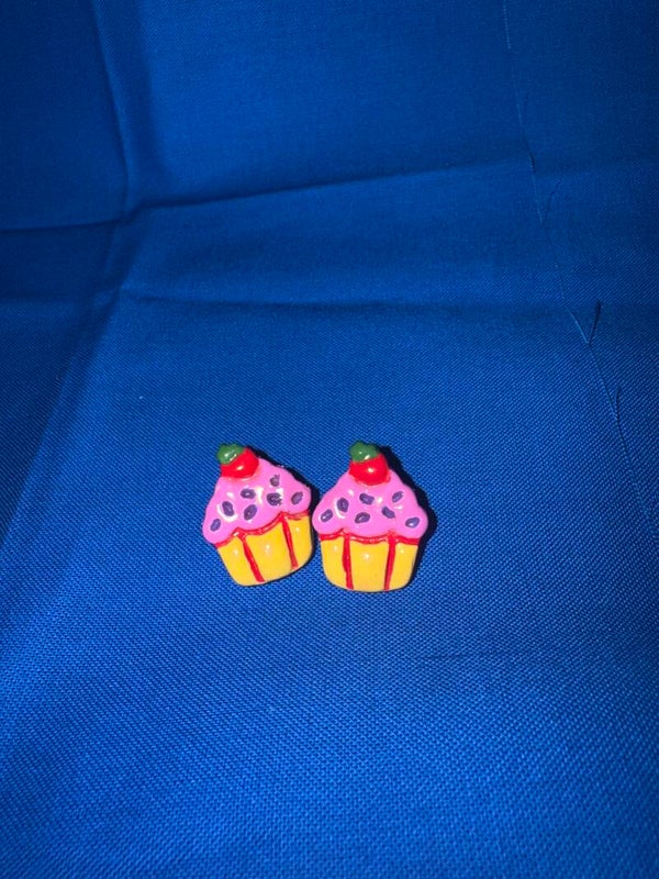 Strawberry Iced Cupcakes Stud Earrings