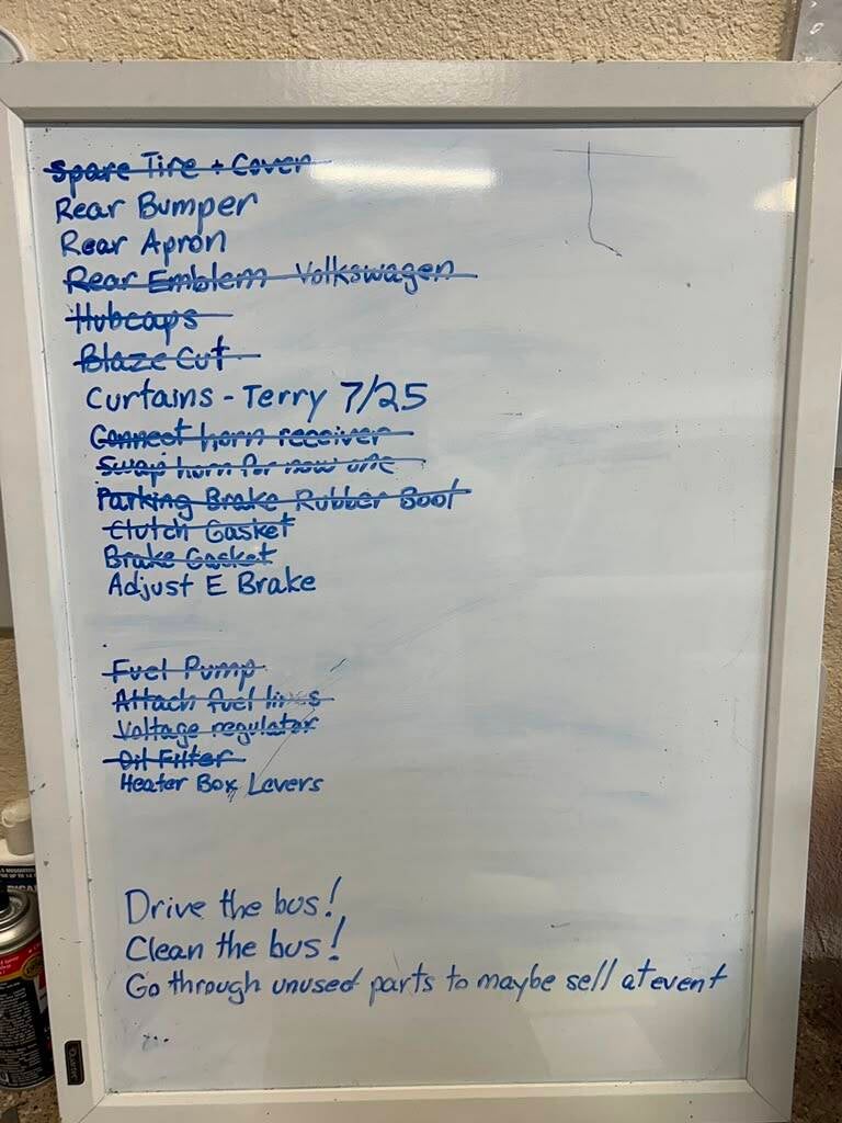 Raffle Bus 35 To Do List is dwindling.