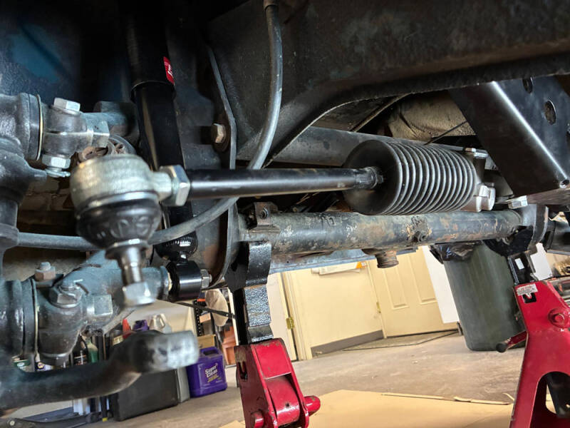 John was working on the rack and pinion under the Raffle Bus 35, and then Brad was able to help.