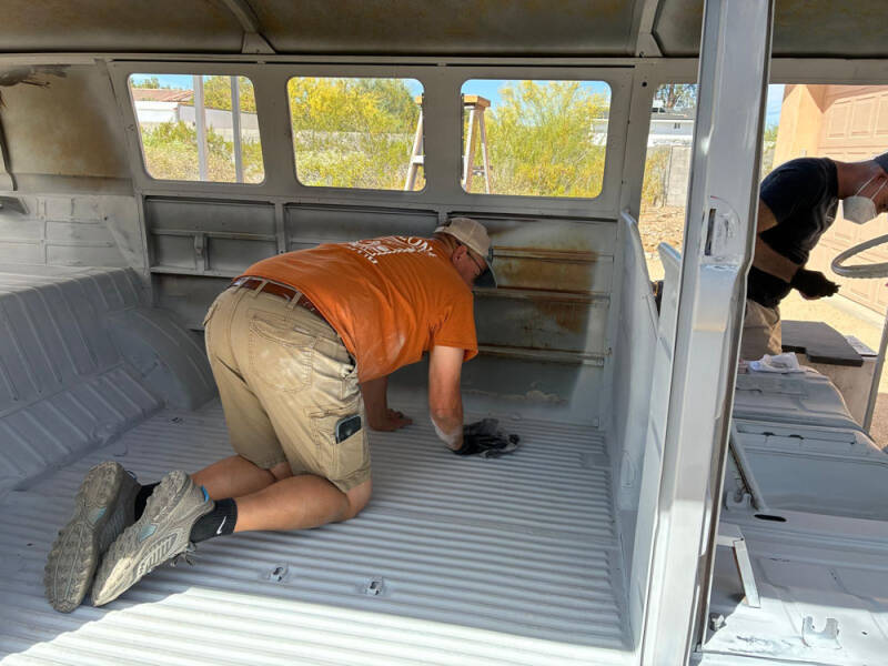 Ed sanding main floor area.