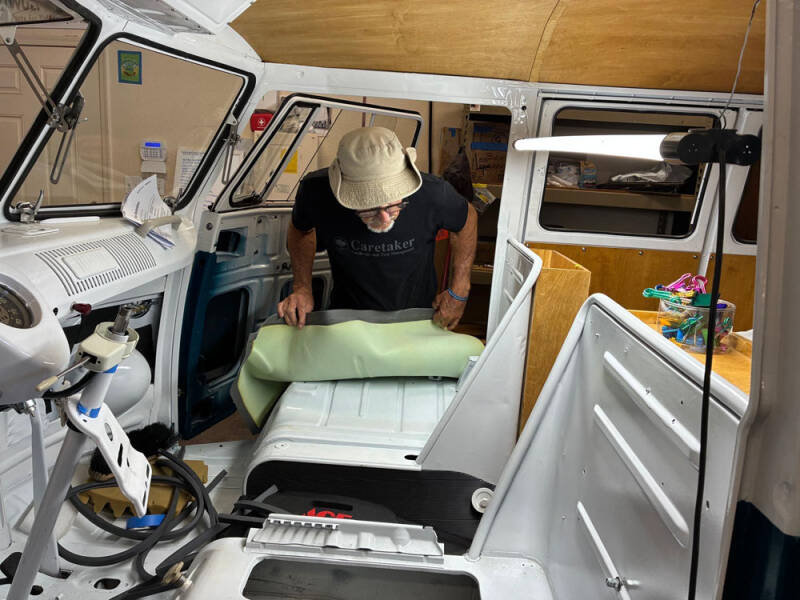 Greg working on the seat pedestals.