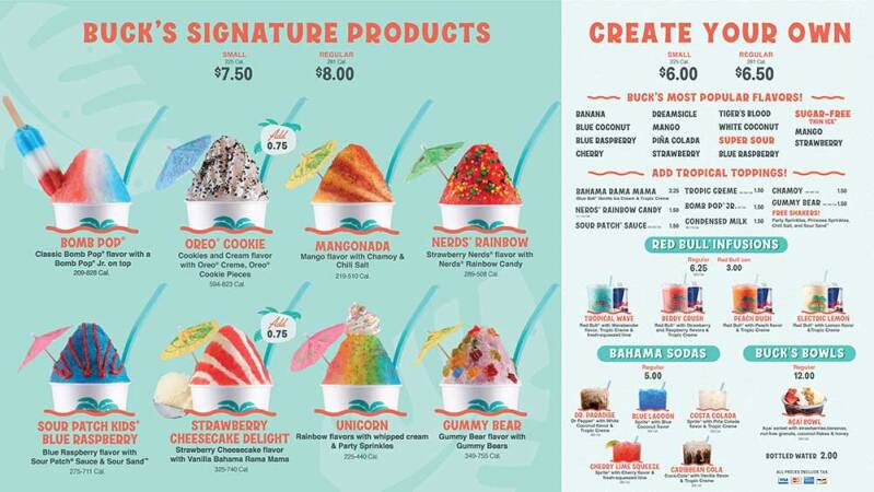Bahama Bucks Prescott Valley Menu