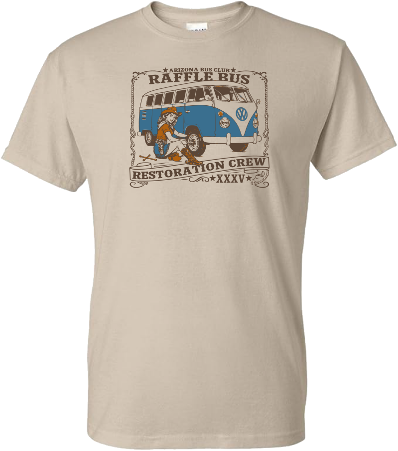The new Raffle Bus Restoration Crew T-shirt is here!