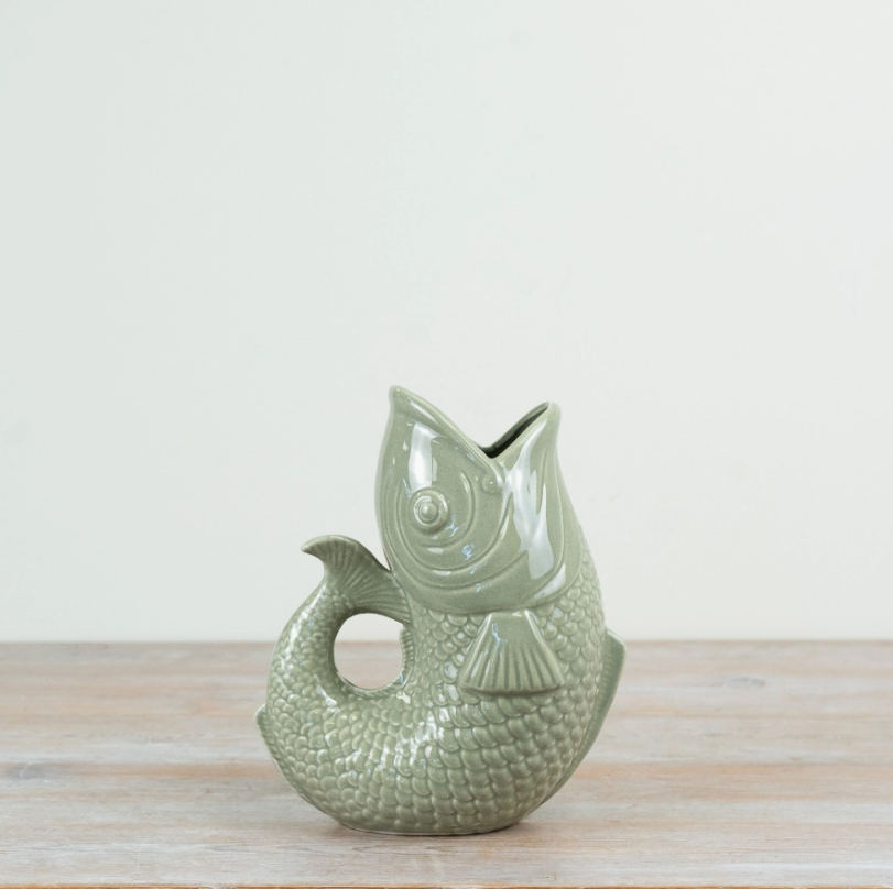 Sage Green Fish Vase 10.3cm