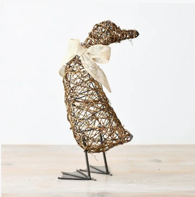 Rattan Standing Duck Deco 30cm