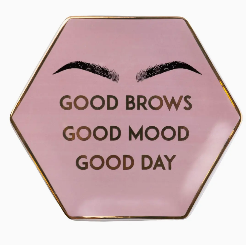 Ceramic Hexagon Trinket Dish Good Brows 14.8cm