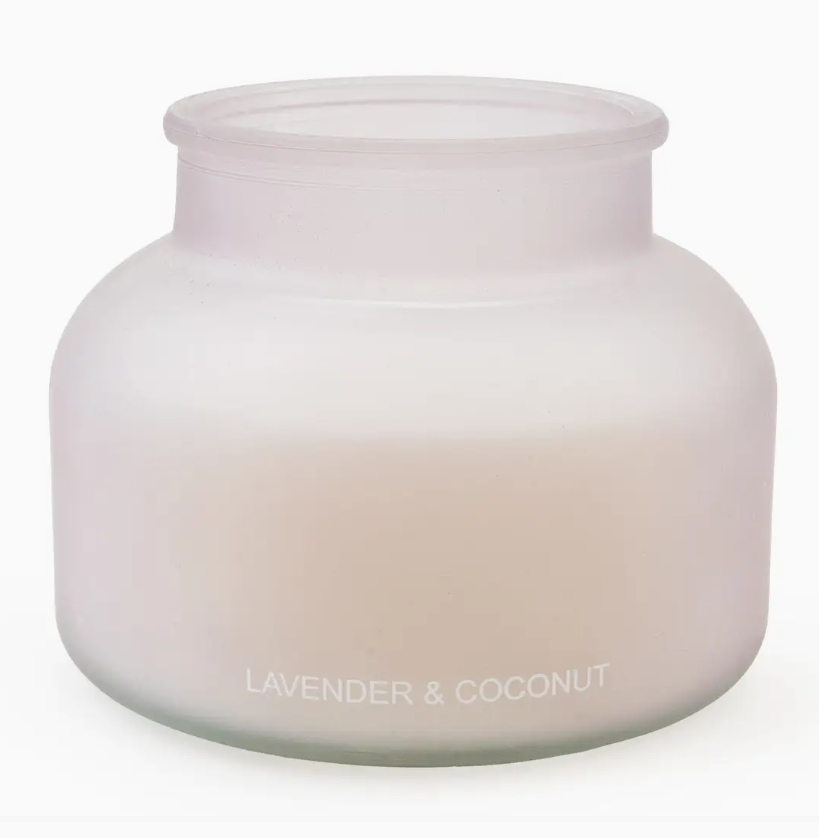 Large Candle Lavender & Coconut Scent - Frosted Lilac 10cm