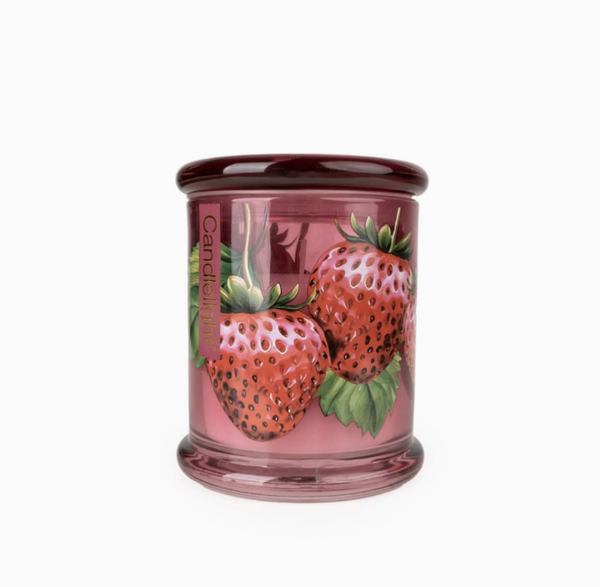 Large Glass Lidded Jar Candle - Wile Strawberry & Rhubarb