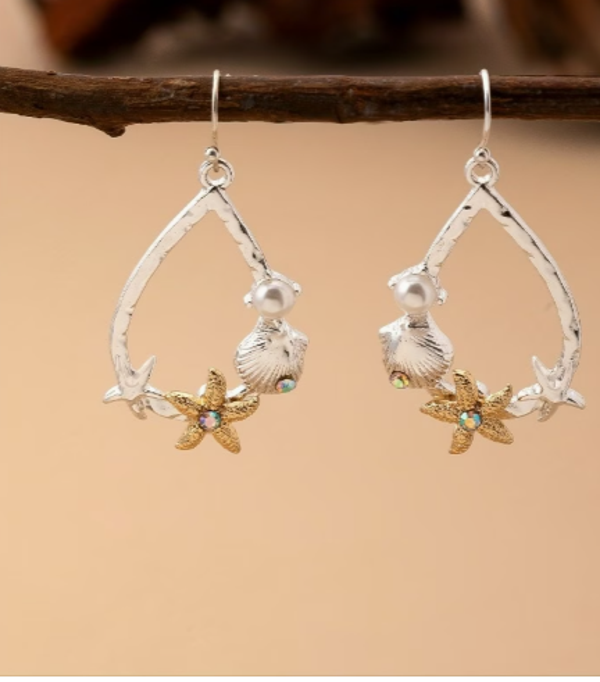 Nautical Themed Silver Teardrop Earring's