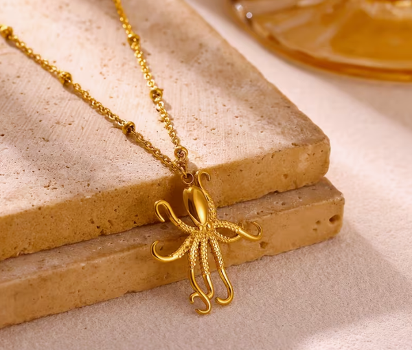 Gold octopus necklace