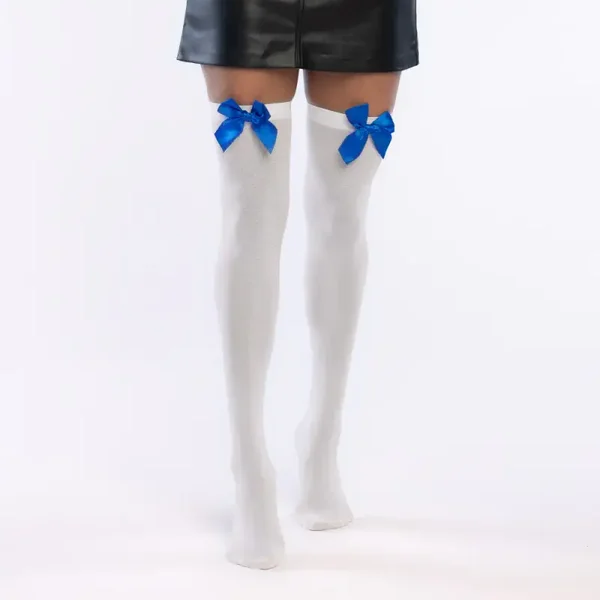 Paar kousen Bow wit/blauw