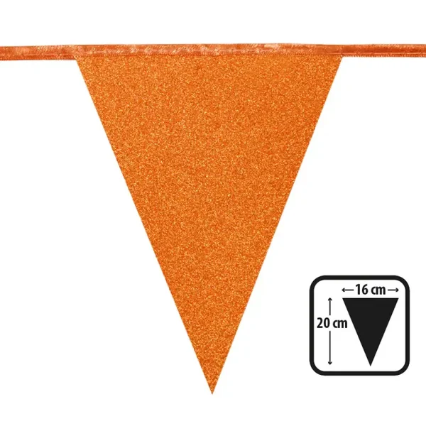 Kartonnen vlaggenlijn Glitter oranje