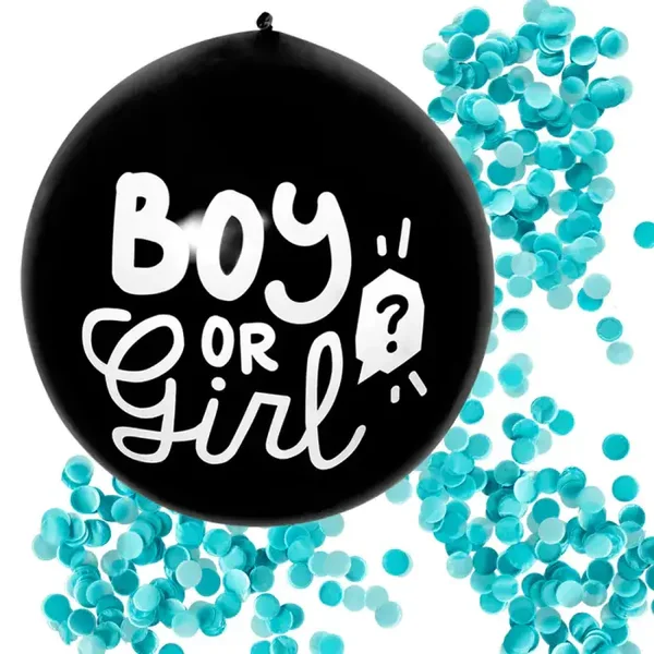 Latex confettiballon 'Boy or girl?' blauw
