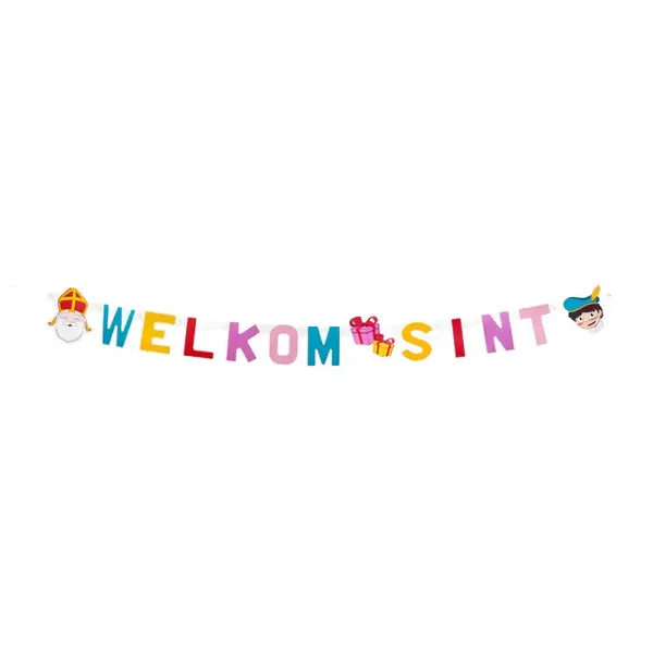 Kartonnen letterslinger 'Welkom Sint'