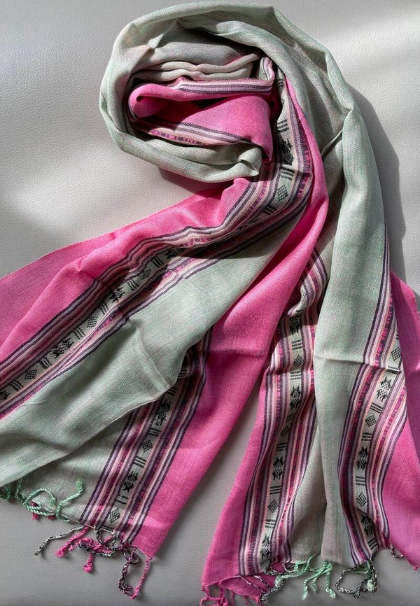 Viscose shawl roze lichtgroen