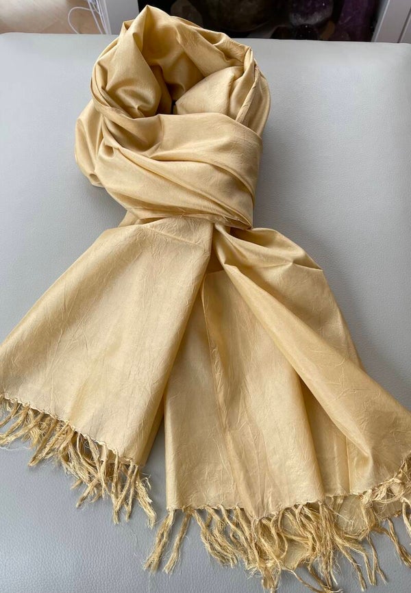 Zijden shawl effen goud geel