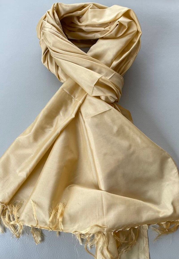 Zijden shawl effen goud geel