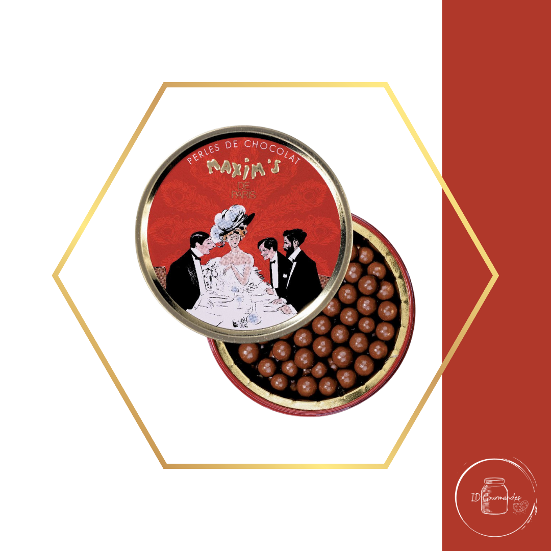 Boîte avec perles de chocolat au lait