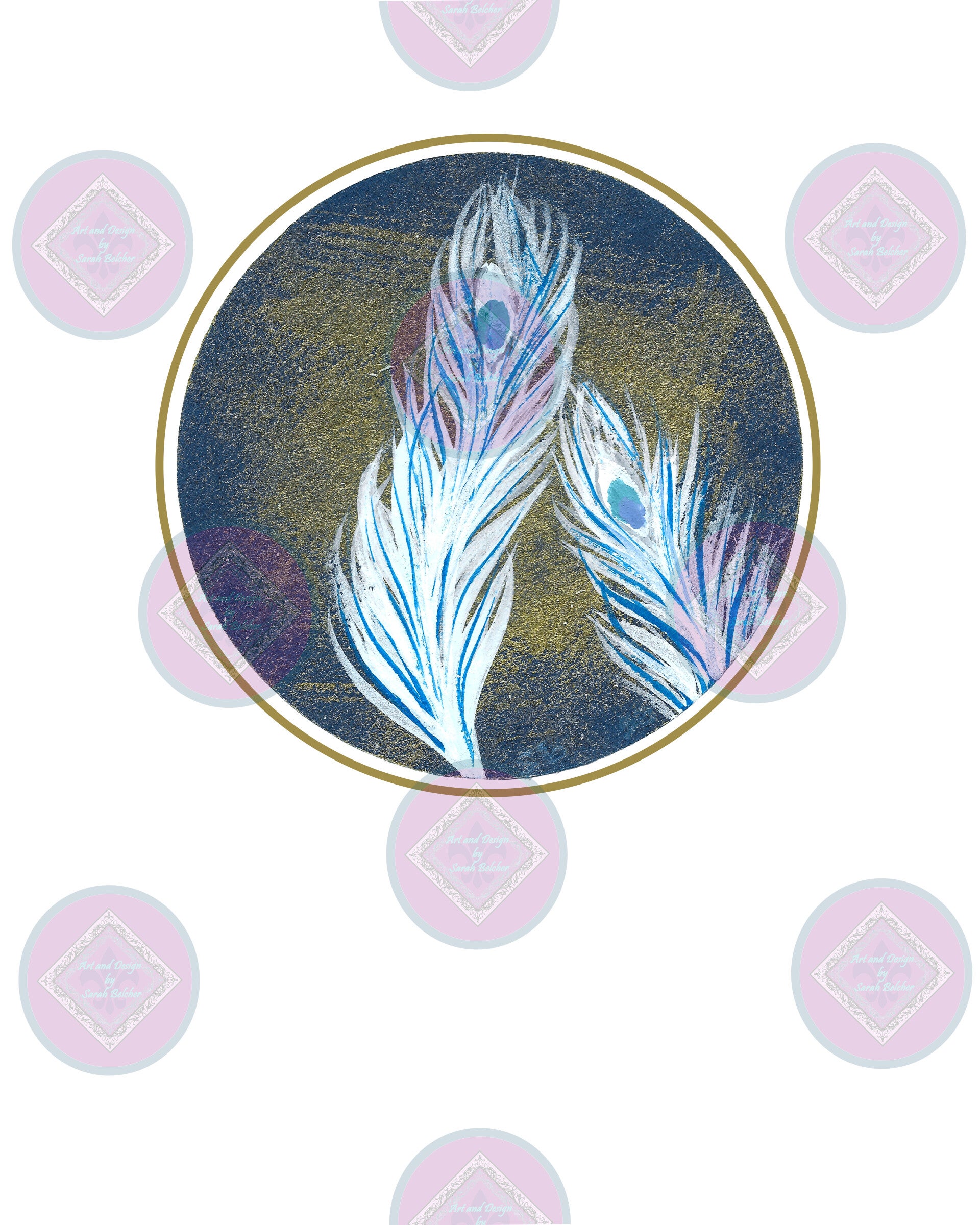 Fathers Two (Blue, white, Gold, print of original artwork)