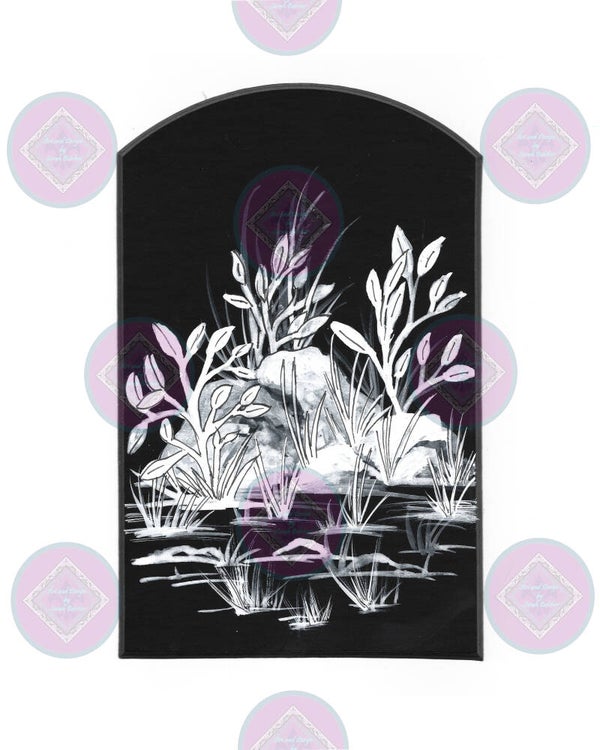 "Moon Light Garden B " (Black and White, print of painting, Original)