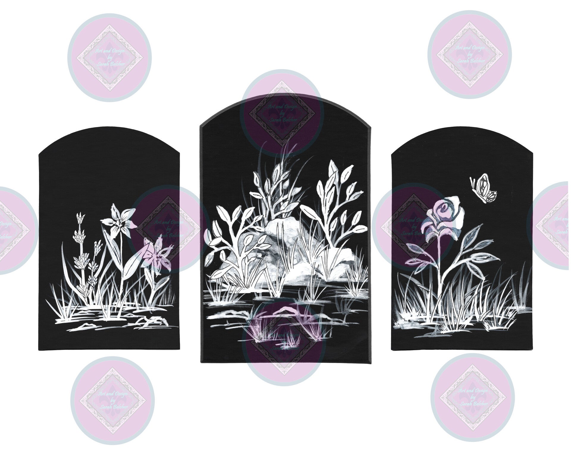 Moon Light Garden Set (Black and White, Pencil)