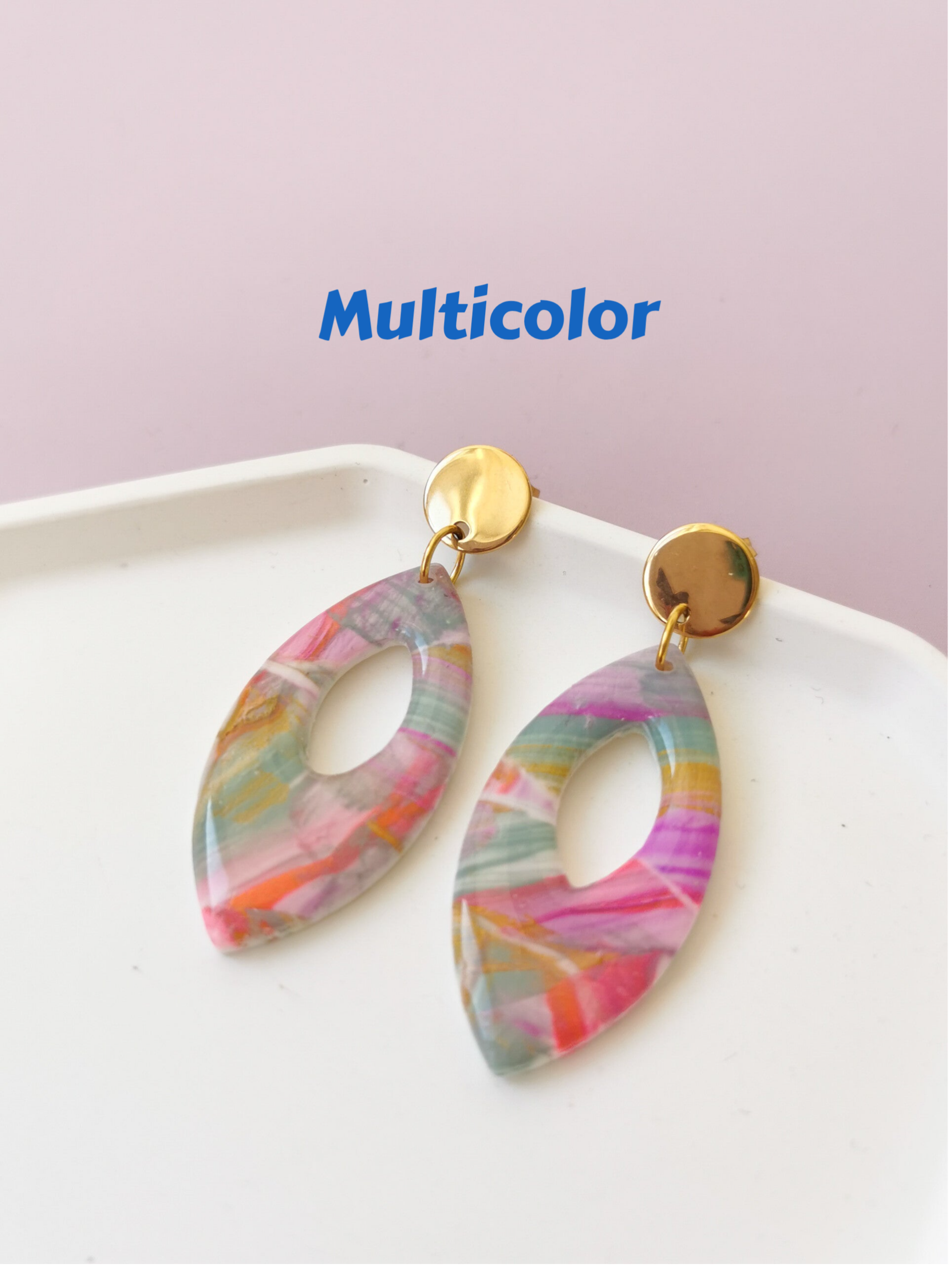 Multicolor polymeerklei oorbellen