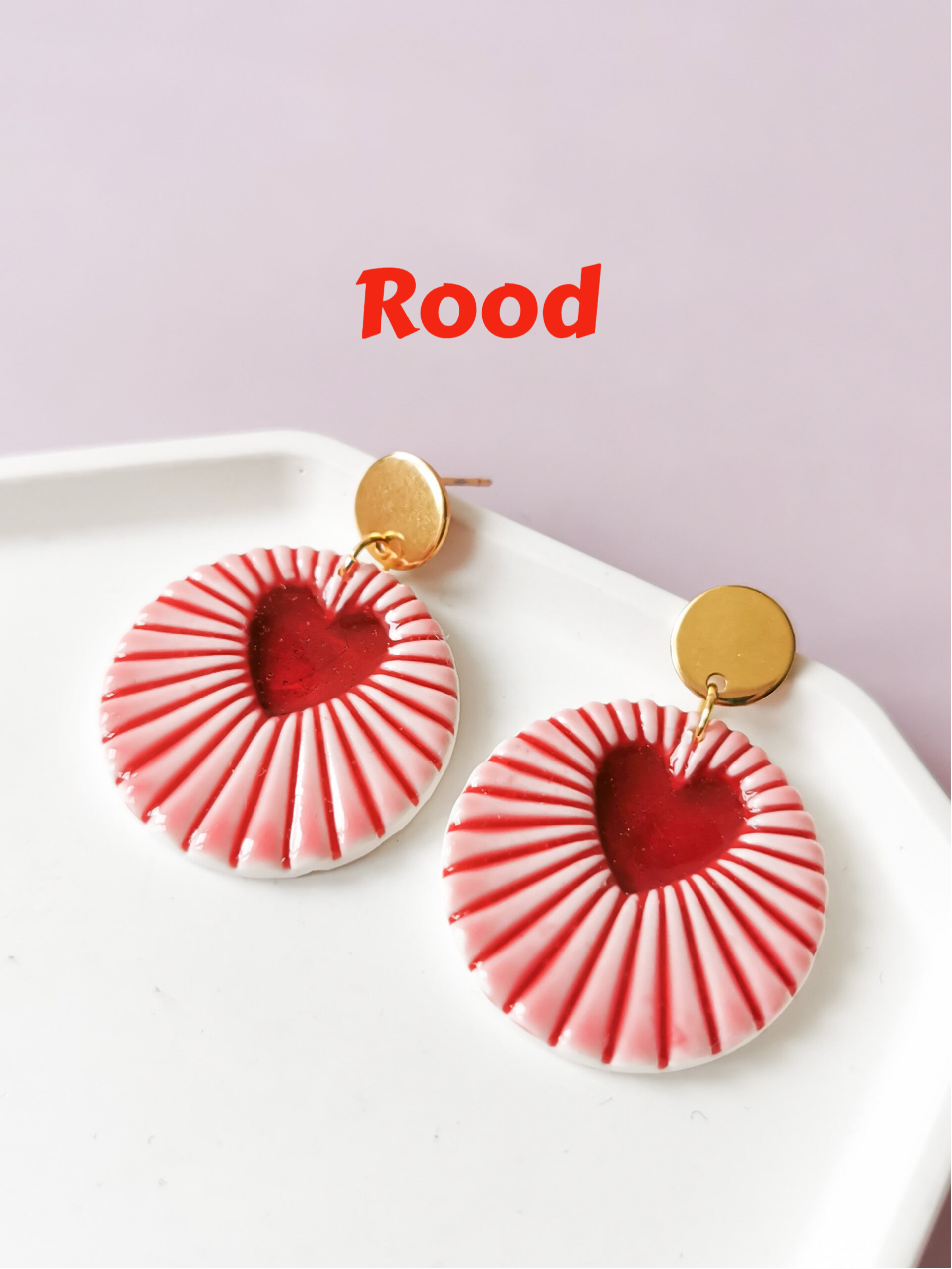 Rode polymeerklei oorbellen