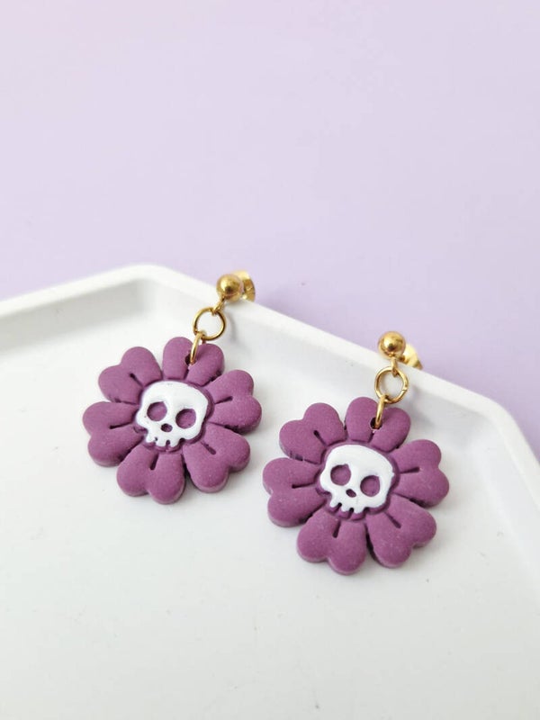 Flower skull oorbellen