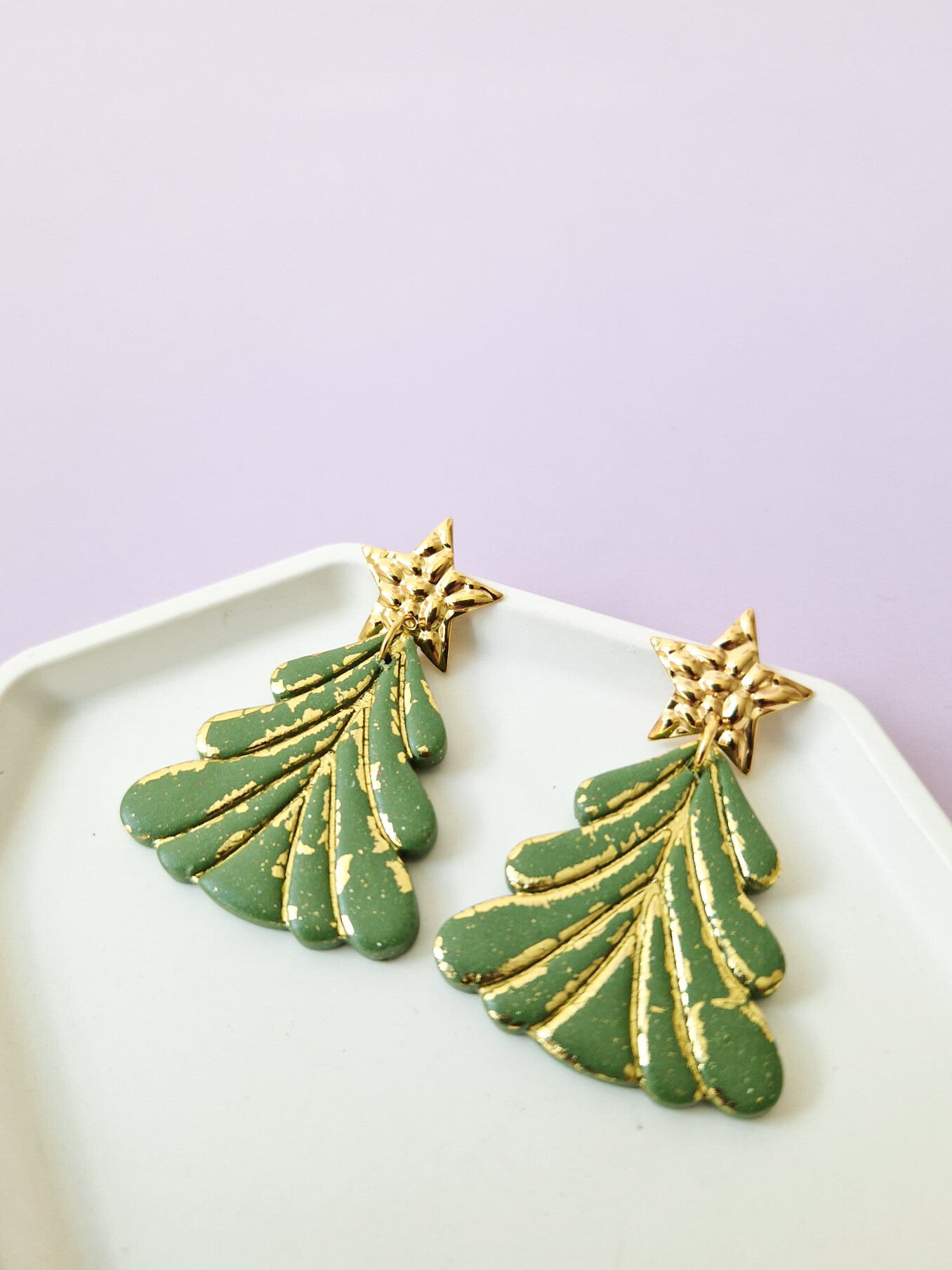 Groene kerstboom oorbellen