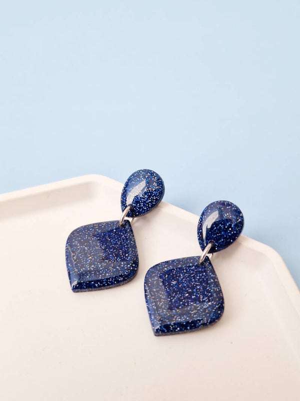 Blauwe galaxy oorbellen
