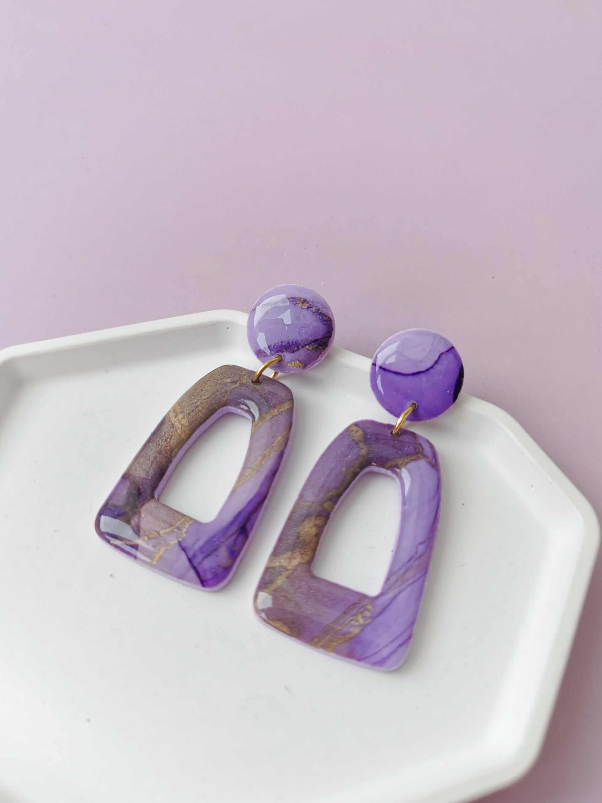 Inkt collectie paars lila oorbellen