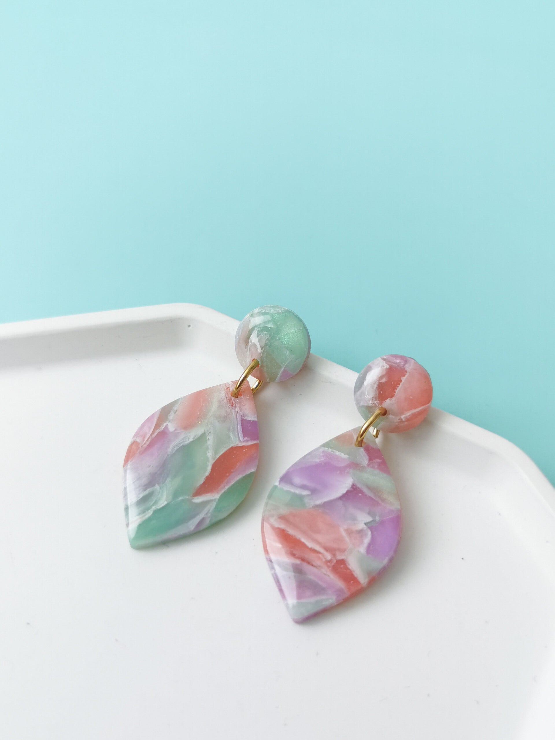 Lente rhombus oorbellen