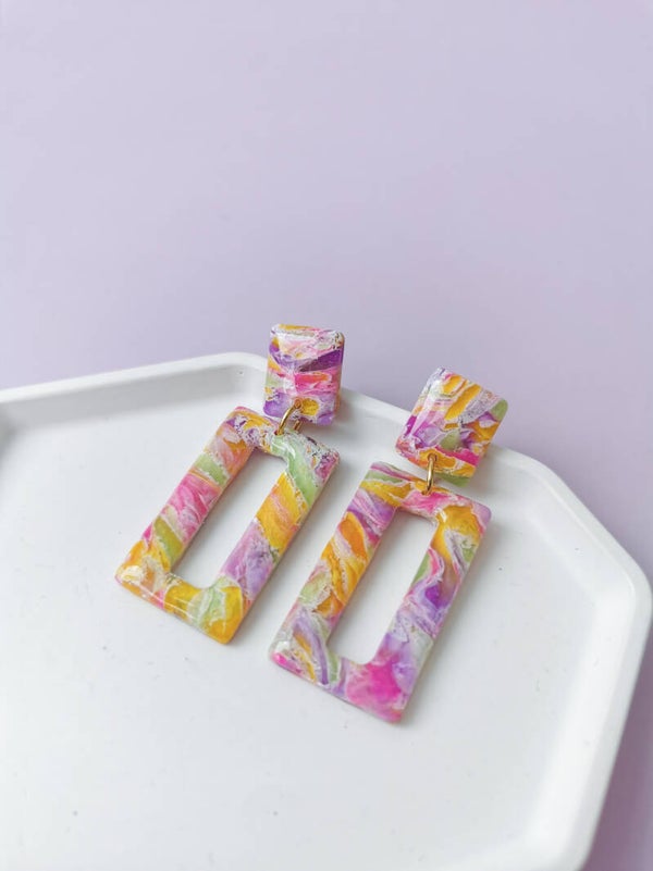 Translucent square oorbellen