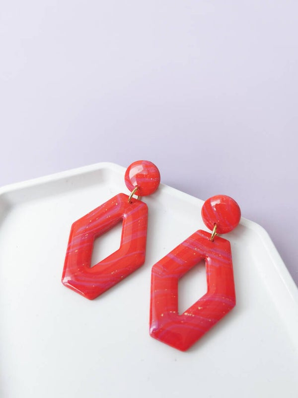 Rood/roze wieber oorbellen