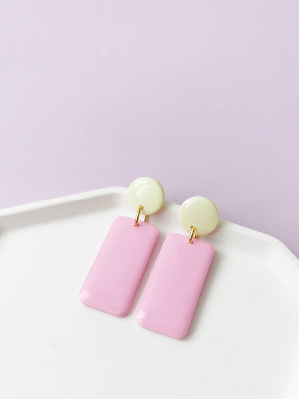 Rechthoekige marshmallow oorbellen