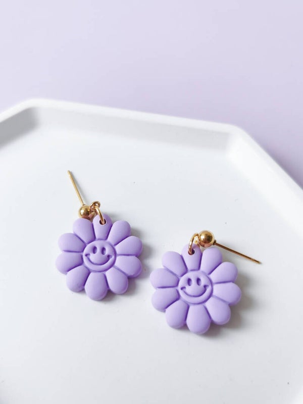 Bloem smiley oorbellen