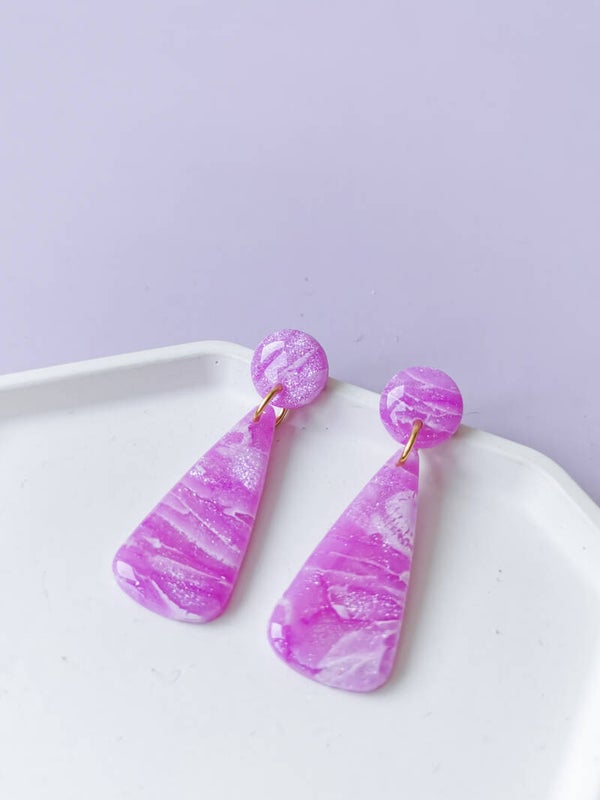 Magenta sterrenstof oorbellen