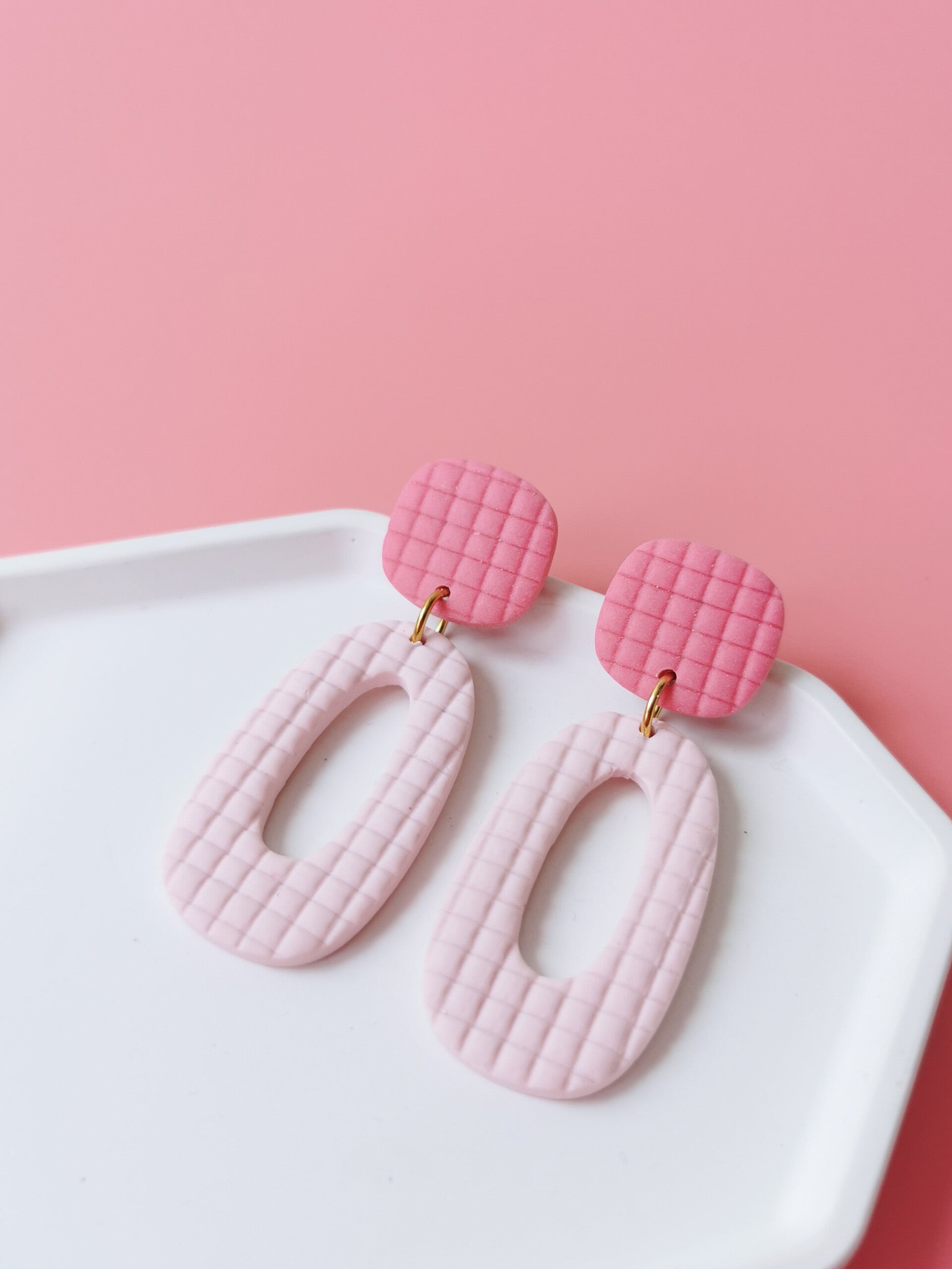 Pink square oorbellen (FZC)