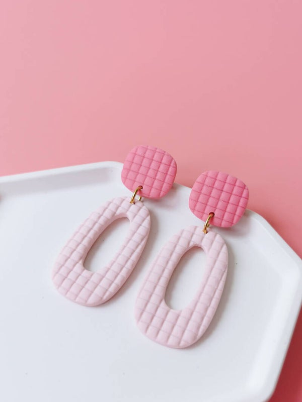 Pink square oorbellen (FZC)