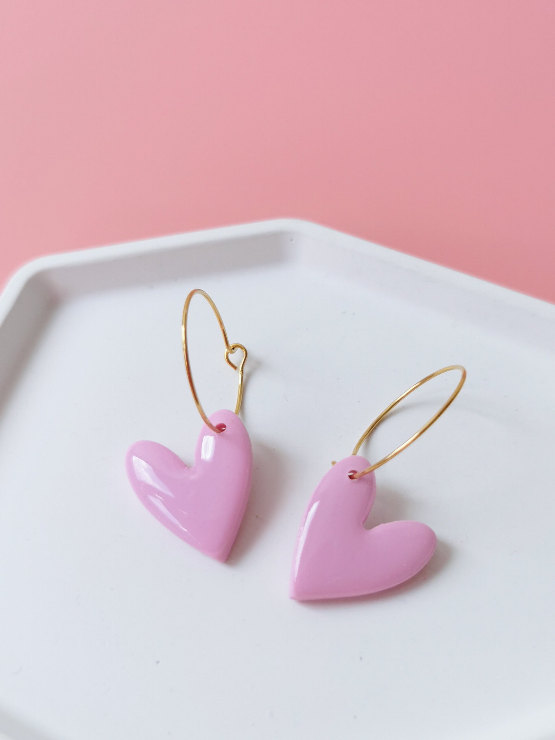 Roze hartjes oorbellen (FZC)