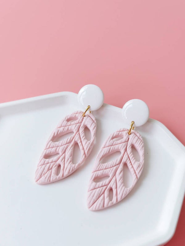 Pink leaf oorbellen (FZC)