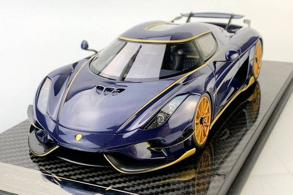 1:18 Frontiart Regera Blue tinted carbon/golden wheels