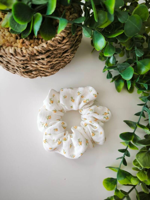 Chouchou fleurs orange