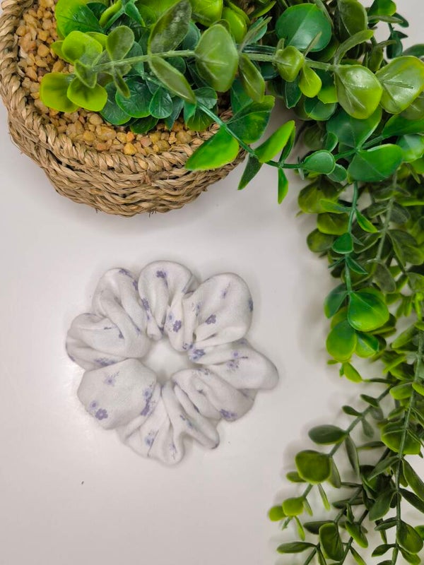 Chouchou double gaze fleurs bleu